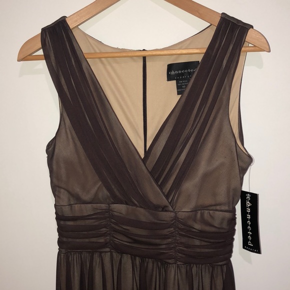 Sleeveless sheer brown calf length dress Size 10 - Picture 3 of 9